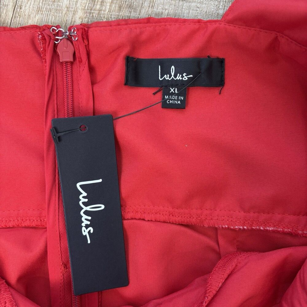 Lulus Women Dress XL Ideal Perception Midi Red Flutter Sleeve V Neck Wedding NWT - Picture 10 of 16